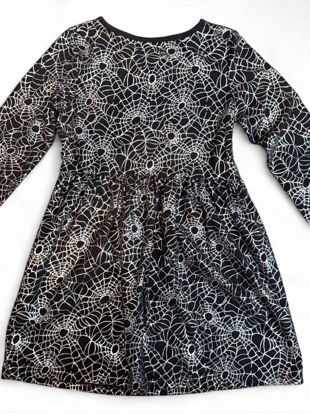 Cat & Jack Girls Medium 7/8 Black & Silver Spiderweb Halloween Mini Dress